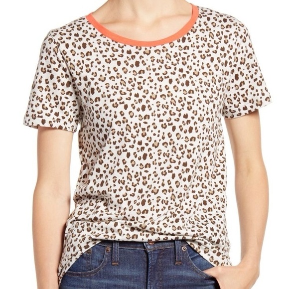 J. Crew Leopard Print Short Sleeve Vintage Cotton CrewNeck Tee Sz. XXS/XS Sz. 00 - Picture 2 of 11